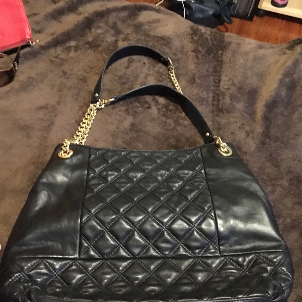 Black quilted leather shoulder bag